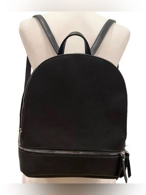 NWOT Black Faux Leather Backpack With Silver Hardware